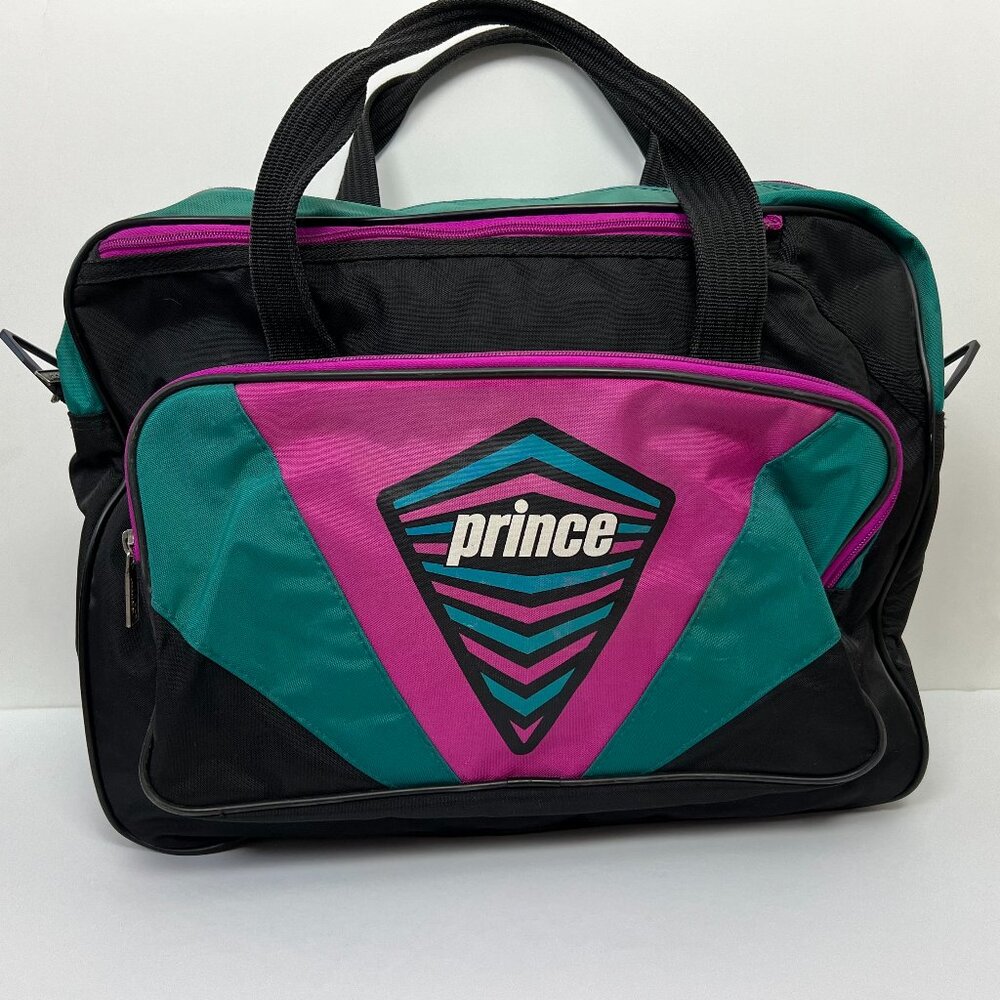 Vintage Prince Teal Magenta Duffel Bag Retro Athletic Gym Travel Tote 80's/90's